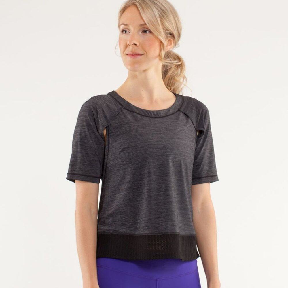 RARE Lululemon Sun Runner Short Sleeve Black 6